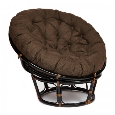 Кресло Tetchair PAPASAN 23/01 W /с подушкой/ диаметр подушки 125 см, 115х101х104 см, Antique brown античный черно-коричневый, ткань Коричневый