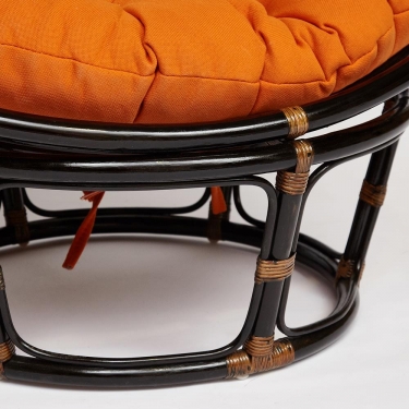 Кресло Tetchair PAPASAN 23/01 W /с подушкой/ диаметр подушки 122 см, 115х101х104 см, Antique brown античный черно-коричневый, ткань Оранжевый