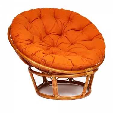 Кресло Tetchair PAPASAN 23/01 W /с подушкой/ диаметр подушки 122 см, 115х101х104 см, Cognac коньяк, ткань Оранжевый, С 23