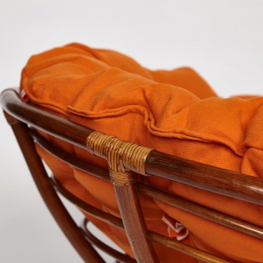Кресло Tetchair PAPASAN 23/01 W /с подушкой/ диаметр подушки 122 см, 115х101х104 см, Pecan орех, ткань Оранжевый, С 23