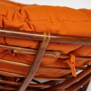 Кресло Tetchair PAPASAN 23/01 W /с подушкой/ диаметр подушки 122 см, 115х101х104 см, Pecan орех, ткань Оранжевый, С 23