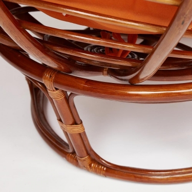 Кресло Tetchair PAPASAN 23/01 W /с подушкой/ диаметр подушки 122 см, 115х101х104 см, Pecan орех, ткань Оранжевый, С 23