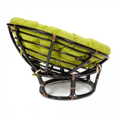 Кресло Tetchair PAPASAN 23/01 W /с подушкой/ диаметр подушки 125 см, 115х101х104 см, Antique brown античный черно-коричневый, флок Олива, 23