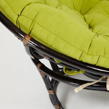 Кресло Tetchair PAPASAN 23/01 W /с подушкой/ диаметр подушки 125 см, 115х101х104 см, Antique brown античный черно-коричневый, флок Олива, 23