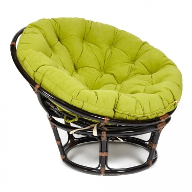 Кресло Tetchair PAPASAN 23/01 W /с подушкой/ диаметр подушки 125 см, 115х101х104 см, Antique brown античный черно-коричневый, флок Олива, 23