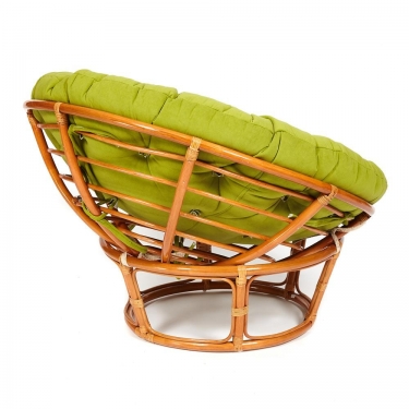 Кресло Tetchair PAPASAN 23/01 W /с подушкой/ диаметр подушки 125 см, 115х101х104 см, Cognac коньяк, флок Олива, 23