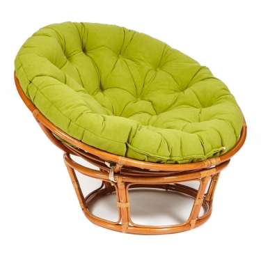 Кресло Tetchair PAPASAN 23/01 W /с подушкой/ диаметр подушки 125 см, 115х101х104 см, Cognac коньяк, флок Олива, 23