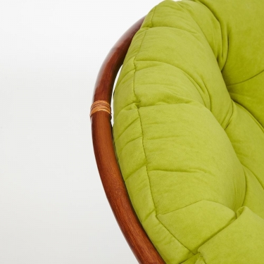 Кресло Tetchair PAPASAN 23/01 W /с подушкой/ диаметр подушки 125 см, 115х101х104 см, Pecan орех, флок Олива, 23