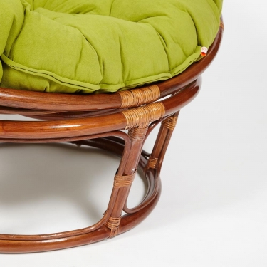 Кресло Tetchair PAPASAN 23/01 W /с подушкой/ диаметр подушки 125 см, 115х101х104 см, Pecan орех, флок Олива, 23