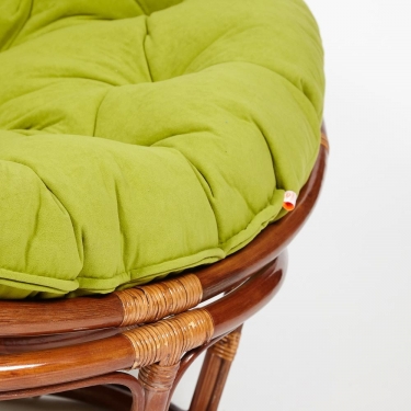 Кресло Tetchair PAPASAN 23/01 W /с подушкой/ диаметр подушки 125 см, 115х101х104 см, Pecan орех, флок Олива, 23