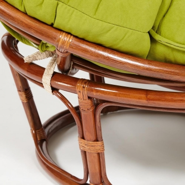 Кресло Tetchair PAPASAN 23/01 W /с подушкой/ диаметр подушки 125 см, 115х101х104 см, Pecan орех, флок Олива, 23