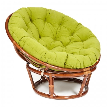 Кресло Tetchair PAPASAN 23/01 W /с подушкой/ диаметр подушки 125 см, 115х101х104 см, Pecan орех, флок Олива, 23