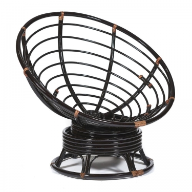 Кресло-качалка Tetchair PAPASAN/ПАПАСАН w 23/01 B /с подушкой/ 115х78х104 см, Antique brown античный черно-коричневый, ткань Коричневый, 3М7-147