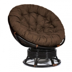Кресло-качалка Tetchair PAPASAN/ПАПАСАН w 23/01 B /с подушкой/ 115х78х104 см, Antique brown античный черно-коричневый, ткань Коричневый, 3М7-147