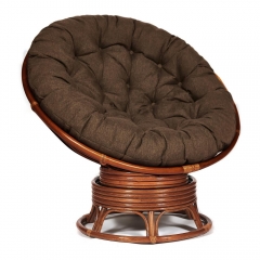 Кресло-качалка Tetchair PAPASAN/ПАПАСАН w 23/01 B /с подушкой/ 115х78х104 см, Pecan орех, ткань Коричневый, 3М7-147