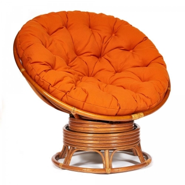 Кресло-качалка Tetchair PAPASAN/ПАПАСАН w 23/01 B /с подушкой/ 115х78х104 см, Cognac коньяк, ткань Оранжевый, С 23