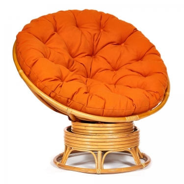 Кресло-качалка Tetchair PAPASAN/ПАПАСАН w 23/01 B /с подушкой/ 115х78х104 см, Honey мед, ткань Оранжевый, С 23