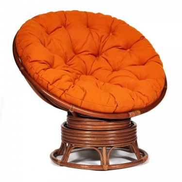 Кресло-качалка Tetchair PAPASAN/ПАПАСАН w 23/01 B /с подушкой/ 115х78х104 см, Pecan орех, ткань Оранжевый, С 23