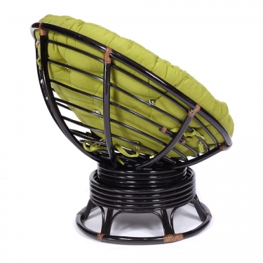Кресло-качалка Tetchair PAPASAN/ПАПАСАН w 23/01 B /с подушкой/ 115х78х104 см, Antique brown античный черно-коричневый, флок Олива, 23