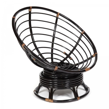 Кресло-качалка Tetchair PAPASAN/ПАПАСАН w 23/01 B /с подушкой/ 115х78х104 см, Antique brown античный черно-коричневый, флок Олива, 23