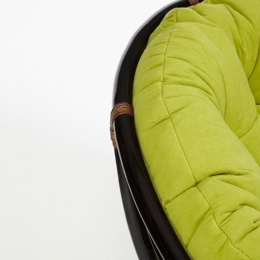 Кресло-качалка Tetchair PAPASAN/ПАПАСАН w 23/01 B /с подушкой/ 115х78х104 см, Antique brown античный черно-коричневый, флок Олива, 23