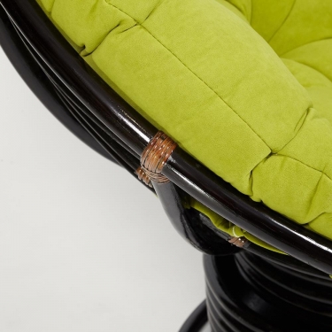 Кресло-качалка Tetchair PAPASAN/ПАПАСАН w 23/01 B /с подушкой/ 115х78х104 см, Antique brown античный черно-коричневый, флок Олива, 23