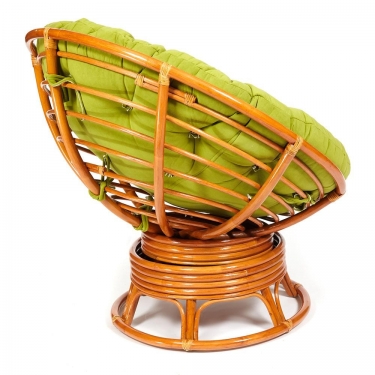 Кресло-качалка Tetchair PAPASAN/ПАПАСАН w 23/01 B /с подушкой/ 115х78х104 см, Cognac коньяк, флок Олива, 23