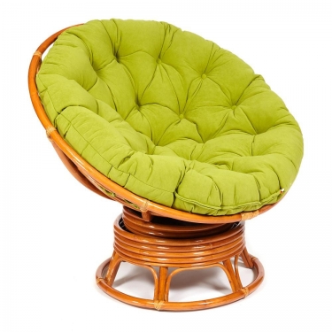 Кресло-качалка Tetchair PAPASAN/ПАПАСАН w 23/01 B /с подушкой/ 115х78х104 см, Cognac коньяк, флок Олива, 23