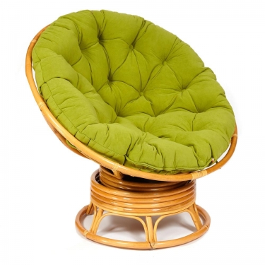 Кресло-качалка Tetchair PAPASAN/ПАПАСАН w 23/01 B /с подушкой/ 115х78х104 см, Honey мед, флок Олива, 23
