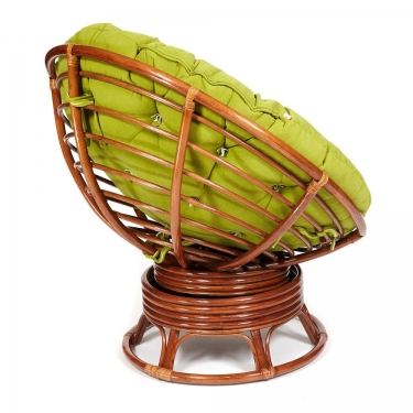 Кресло-качалка Tetchair PAPASAN/ПАПАСАН w 23/01 B /с подушкой/ 115х78х104 см, Pecan орех, флок Олива, 23