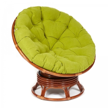 Кресло-качалка Tetchair PAPASAN/ПАПАСАН w 23/01 B /с подушкой/ 115х78х104 см, Pecan орех, флок Олива, 23