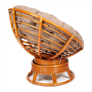 Кресло-качалка Tetchair PAPASAN/ПАПАСАН w 23/01 B /с подушкой/ 115х78х104 см, Cognac коньяк, экошерсть Коричневый, 1811-5