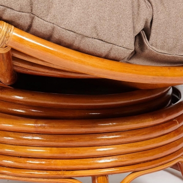 Кресло-качалка Tetchair PAPASAN/ПАПАСАН w 23/01 B /с подушкой/ 115х78х104 см, Cognac коньяк, экошерсть Коричневый, 1811-5