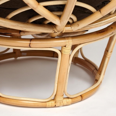 Кресло Tetchair PAPASAN ECO/ПАПАСАН ЭКО P115-1/SP STD /c подушкой, ремешками/ диаметр подушки 125 см, 115x101x92 см, Natural натуральный, ткань Коричневый, 3М7-147
