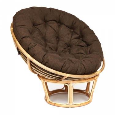 Кресло Tetchair PAPASAN ECO/ПАПАСАН ЭКО P115-1/SP STD /c подушкой, ремешками/ диаметр подушки 125 см, 115x101x92 см, Natural натуральный, ткань Коричневый, 3М7-147