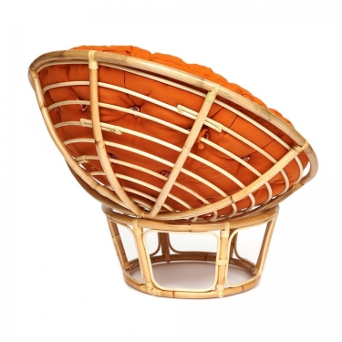 Кресло Tetchair PAPASAN ECO/ПАПАСАН ЭКО P115-1/SP STD /c подушкой, ремешками/ диаметр подушки 122 см, 115x101x92 см, Natural натуральный, ткань Оранжевый, С 23