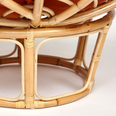 Кресло Tetchair PAPASAN ECO/ПАПАСАН ЭКО P115-1/SP STD /c подушкой, ремешками/ диаметр подушки 122 см, 115x101x92 см, Natural натуральный, ткань Оранжевый, С 23