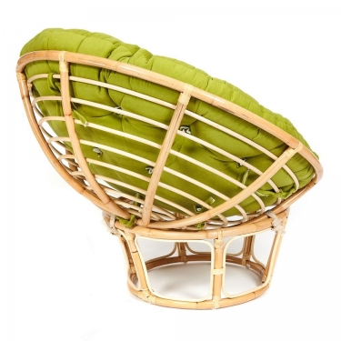 Кресло Tetchair PAPASAN ECO/ПАПАСАН ЭКО P115-1/SP STD /c подушкой, ремешками/ диаметр подушки 125 см, 115x101x92 см, Natural натуральный, флок Олива, 23
