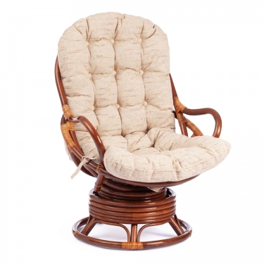 Кресло вращающееся Tetchair FLORES 5005 /с подушкой/ Pecan орех, ткань хлопок, цвет натуральный