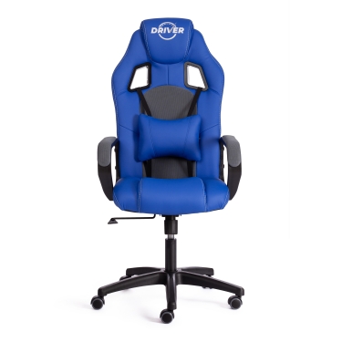 Кресло Tetchair DRIVER 22 кож/зам/ткань, синий/серый, 36-39/TW-12