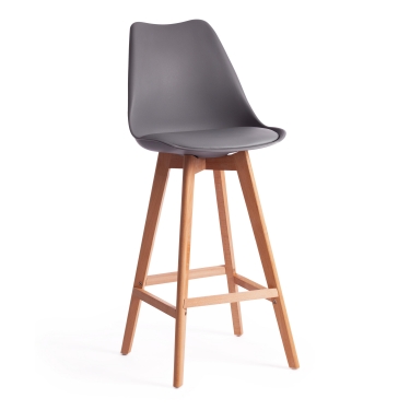 Стул барный Tetchair TULIP BAR mod. C1014H / 1 шт. в упаковке пластик/дерево, 57 х 48 х 114 см, серый 024 /натуральный