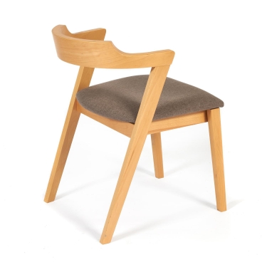 Стул мягкое сидение Tetchair VERSA Верса / 1 шт. в упаковке каркас бук, сиденье ткань, 54,55674см, Натуральный + Коричневый