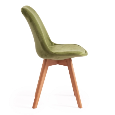 Стул Tetchair TULIP SOFT mod. 74 / 1 шт. в упаковке вельвет/дерево , 54 х 47 х 83 см , зеленый HLR 54/натуральный