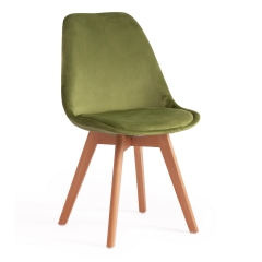 Стул Tetchair TULIP SOFT mod. 74 / 1 шт. в упаковке вельвет/дерево , 54 х 47 х 83 см , зеленый HLR 54/натуральный