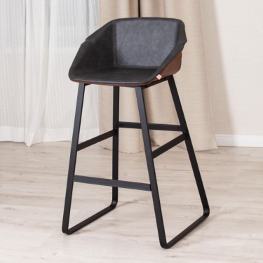 Стул барный Tetchair DORO mod. 9088S / 1 шт. в упаковке пластик/металл/эко кожа, 53,5 х 52 х 74 х 97,5 см , Grey Cерый 7 / Brown Коричневый 9 / черный