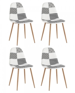 Комплект из четырех стульев Stool Group Валенсия SN пэчворк черно-белый 4 шт