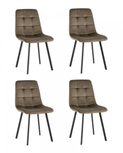 Комплект из четырех стульев Stool Group Chilly велюр коричневый ножки металл черные