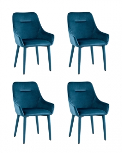 Комплект из четырех стульев Stool Group Диана сине-зеленый, обивка мебельный велюр