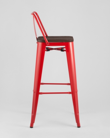 Стул барный Stool Group TOLIX WOOD со спинкой красный глянцевый 2 шт