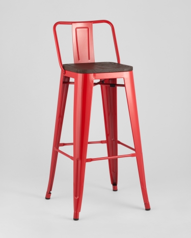 Стул барный Stool Group TOLIX WOOD со спинкой красный глянцевый 2 шт